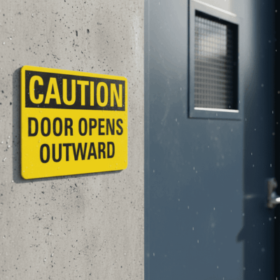 Caution Door Opens Outward