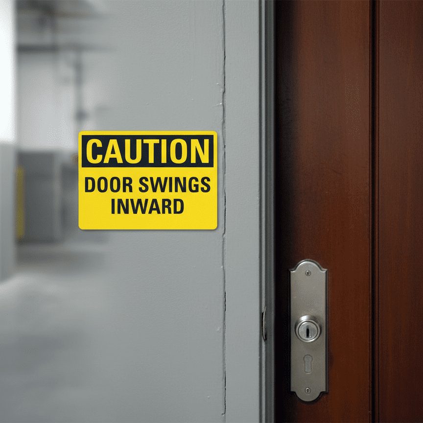 Caution Door Swings Inward - Image 2