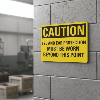 Caution Eye And Ear Protection Must Be Worn