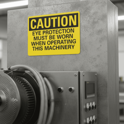 Caution Eye Protection Must Be Worn When Operating