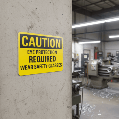 Caution Eye Protection Required Wear Safety Glasses
