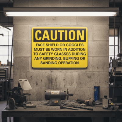 Caution Face Shields Or Goggles Must Be Worn