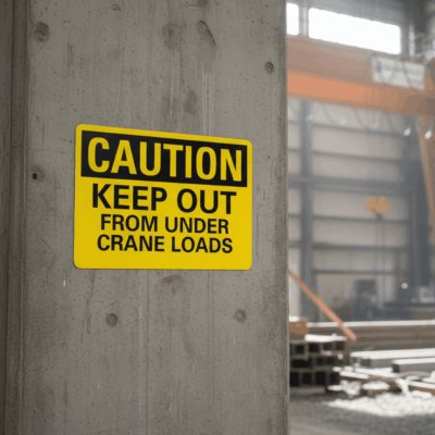Caution Keep Out From Under Crane Loads