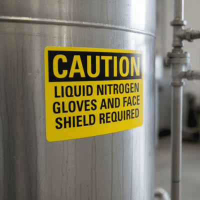 Caution Liquid Nitrogen Gloves And Face Shield