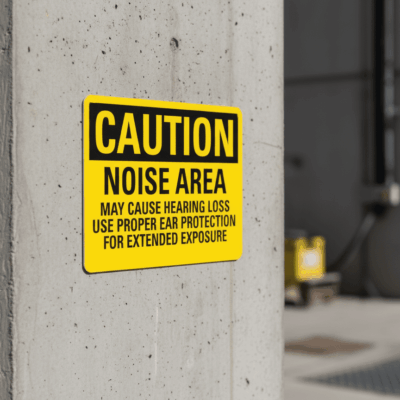 Caution Noise Area May Cause Hearing Loss Use