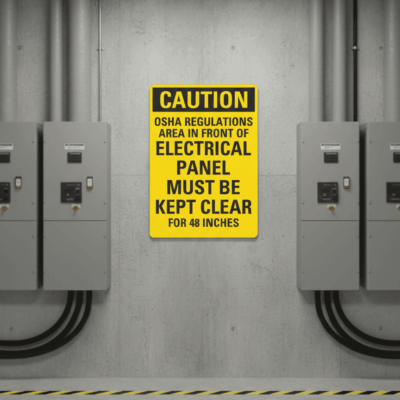 Caution Osha Regulations Area In Front Electrical