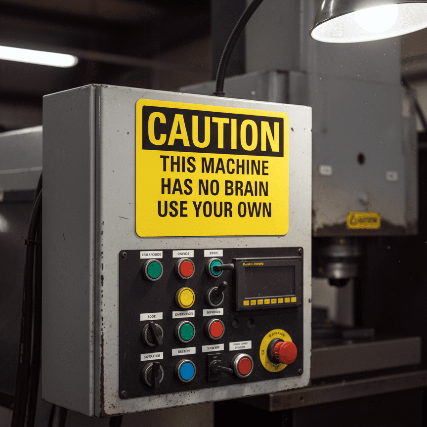 Caution This Machine Has No Brain Use Your Own - Image 2
