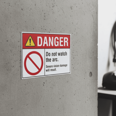 Danger Do not watch the arc. Severe vision damage will