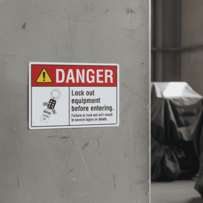 Danger Lock out equipment before entering failure to