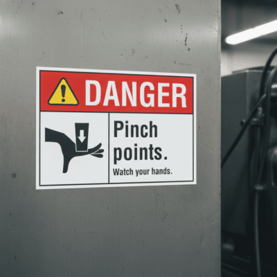 Danger Pinch points. Watch your hands.