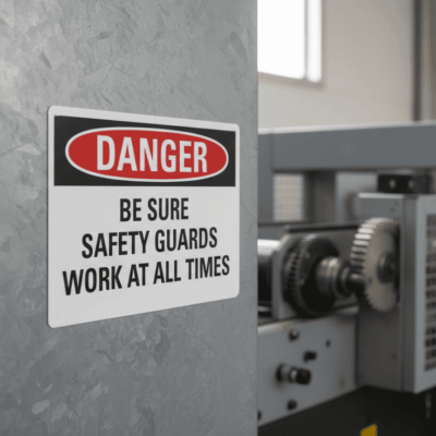 Danger Be sure safety guards work at all times