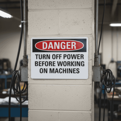Danger Turn off power before working on machines
