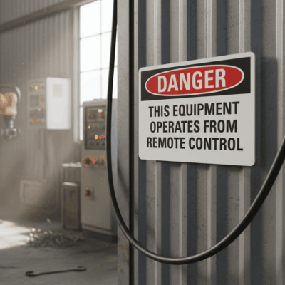 Danger This equipment operates from remote control