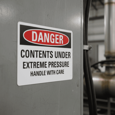 Danger Contents under extreme pressure handle with care