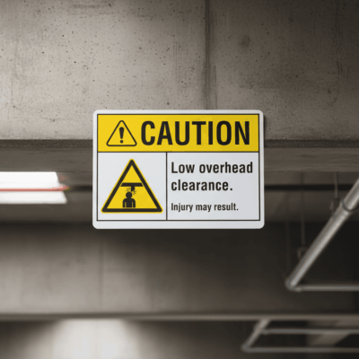 Caution Low overhead clearance. Injury may result.