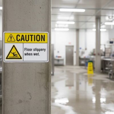 Caution Floor slippery when wet.