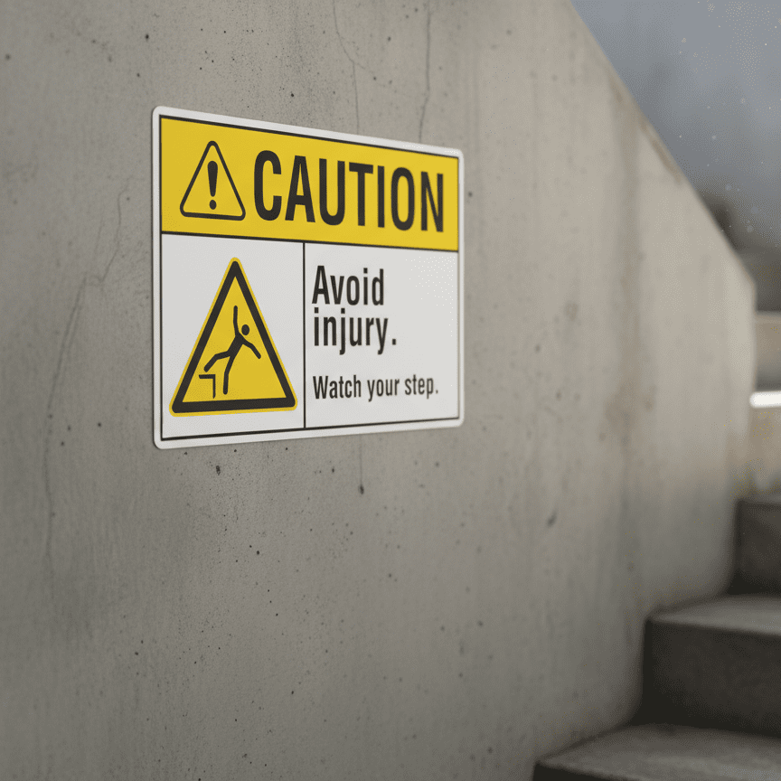 Caution Avoid injury watch your step. - Image 2