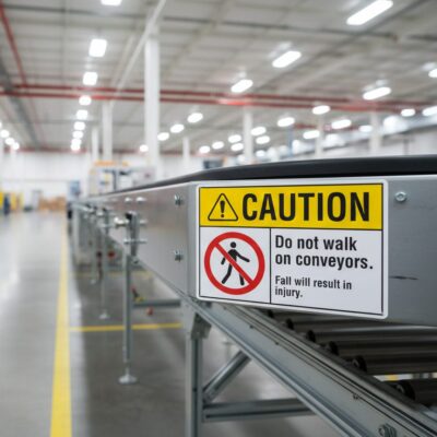 Caution Do not walk on conveyors. Fall will result in i