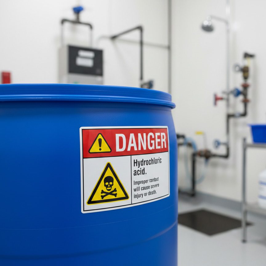 Danger Hydrochloric acid. Improper contact will cause - Image 2