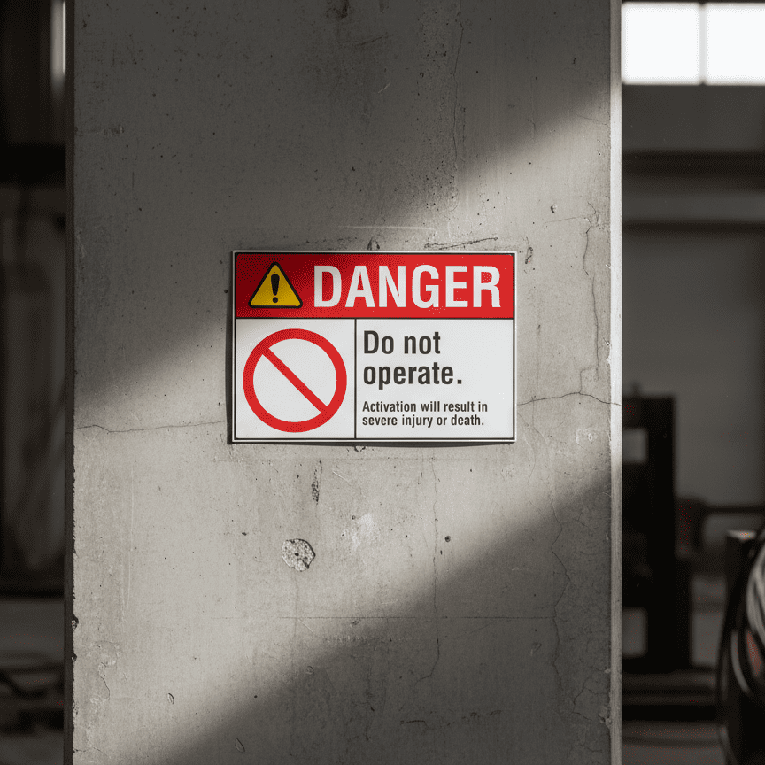 Danger Do not operate. Activation will result in severe