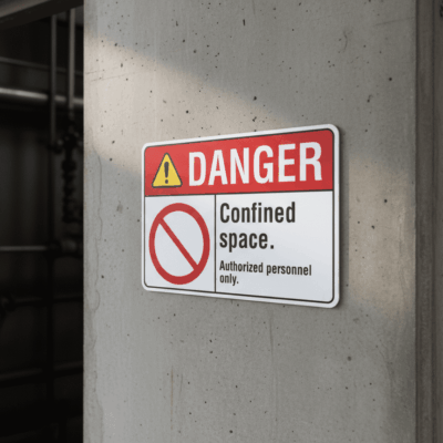 Danger Confined space. Authorized personnel only.