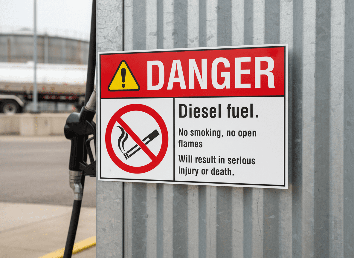 Danger Diesel fuel. No smoking. No open flames. Will - Image 2