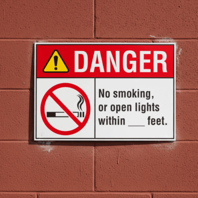 No smoking or open lights within ___feet. English