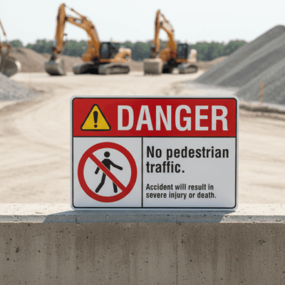 Danger No pedestrian traffic. Accident will result in