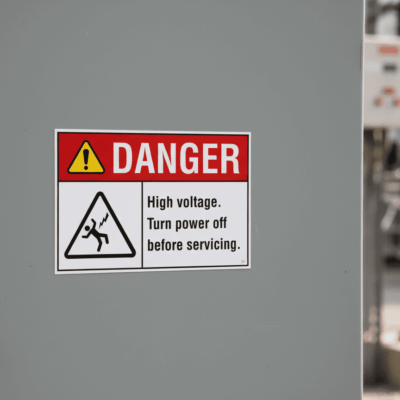 Danger High voltage. Turn power off before servicing.