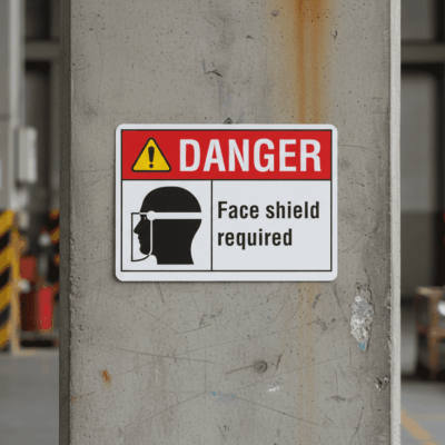 Danger Face shield required