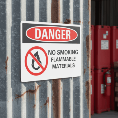 No smoking flammable materials English