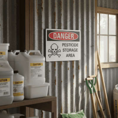Danger Pesticide storage area