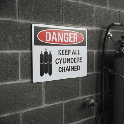 Danger Keep all cylinders chained