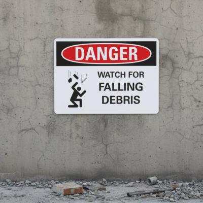 Danger Watch for falling debris