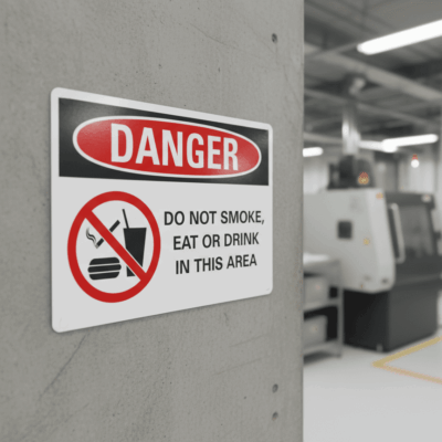 Do not smoke, eat or drink in this area English