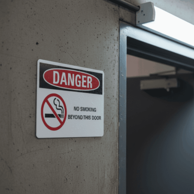 No smoking beyond this door English