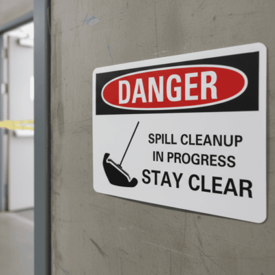 Danger Spill cleanup in progress stay clear