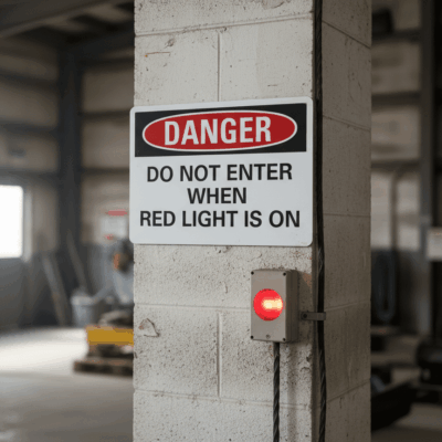 Danger Do not enter when red light is on