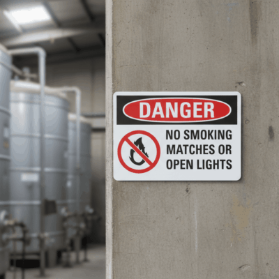 No smoking matches or open lights English