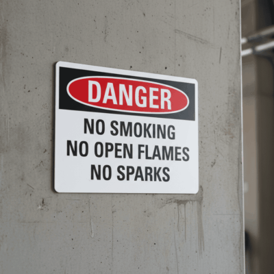 No smoking no open flames no sparks English