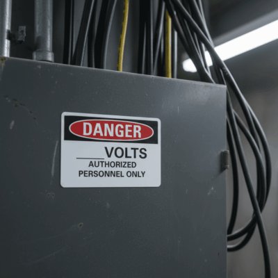 Danger ____volts authorized personnel only