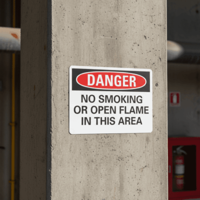 Danger No smoking or open flame in this area
