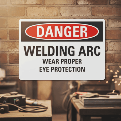 Danger Welding arc wear proper eye protection