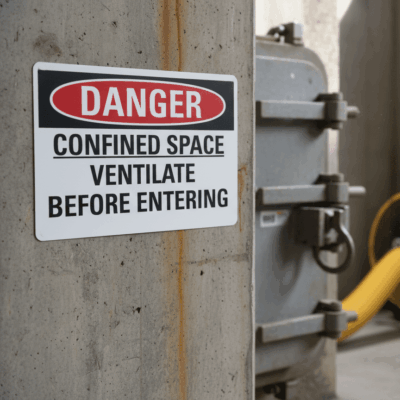 Danger Confined space ventilate before entering