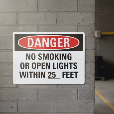 No smoking or open lights within ___feet English