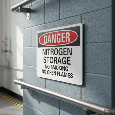 Danger Nitrogen storage no smoking no open flames