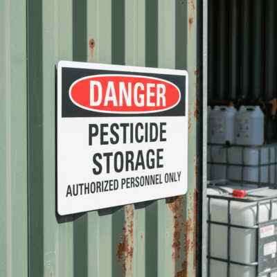 Danger Pesticide storage authorized personnel only