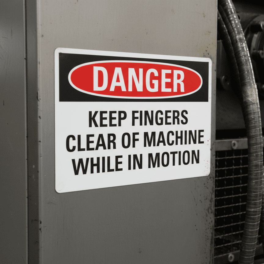 Danger Keep fingers clear of machine while in motion