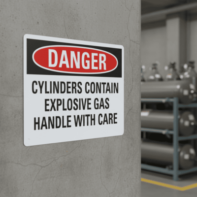 Danger Cylinders contain explosive gas handle with care