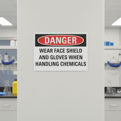 Danger Wear face shield and gloves when handling